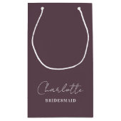 Bridesmaid | Minimalist Script Purple Taupe Klein Cadeauzakje (Achterkant)