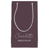 Bridesmaid | Minimalist Script Purple Taupe Klein Cadeauzakje (Voorkant)