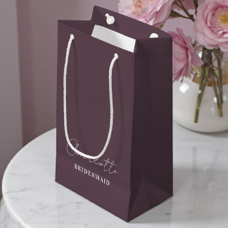 Bridesmaid | Minimalist Script Purple Taupe Klein Cadeauzakje