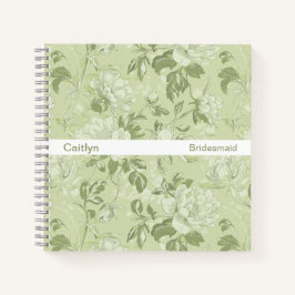 Bridesmaid Minimalist Stripe Green Floral Square Notitieboek