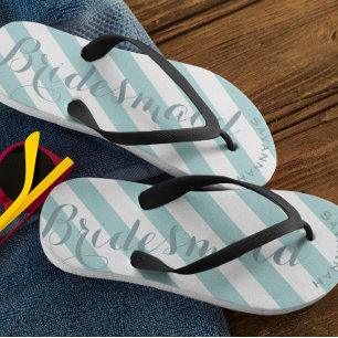 Bridesmaid Mint Stripes Patroon Teenslippers