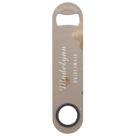 Bridesmaid Modern Minimalist Roos Gold Ash Bar - s Speed Flessenopener (Achterkant)