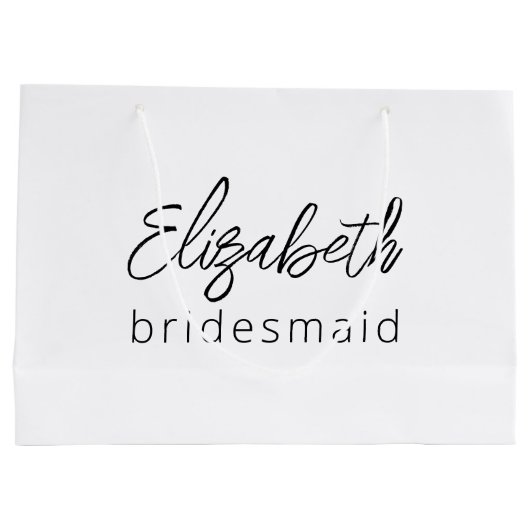 Bridesmaid Modern Minimalist Script Bachelorette Groot Cadeauzakje (Achterkant)