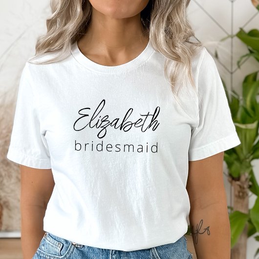 Bridesmaid Modern Minimalist Script Bachelorette T-shirt