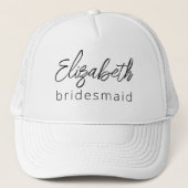 Bridesmaid Modern Minimalist Script Bachelorette Trucker Pet (Voorkant)