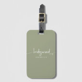 Bridesmaid Modern Minimalist Script Sage Green Bagagelabel (Voorkant (verticaal))