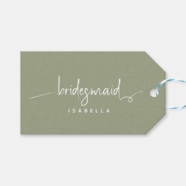 Bridesmaid Modern Minimalist Script Sage Green Cadeaulabel