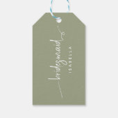 Bridesmaid Modern Minimalist Script Sage Green Cadeaulabel (Achterkant)