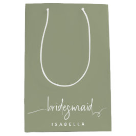 Bridesmaid Modern Minimalist Script Sage Green Medium Cadeauzakje