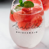 Bridesmaid | Modern minimalistisch script Bachelor Wijnglas Zonder Voet