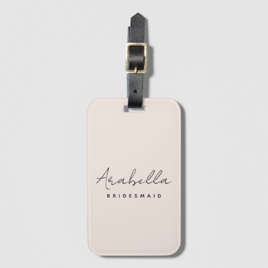 Bridesmaid | Modern minimalistisch script Blush Pi Bagagelabel (Voorkant (verticaal))