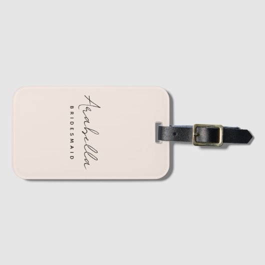 Bridesmaid | Modern minimalistisch script Blush Pi Bagagelabel (Voorkant (horizontaal))