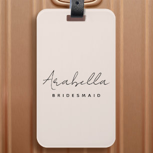 Bridesmaid   Modern minimalistisch script Blush Pi Bagagelabel