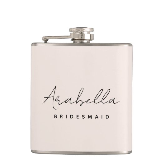 Bridesmaid | Modern minimalistisch script Blush Pi Heupfles (Voorkant)