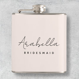 Bridesmaid | Modern minimalistisch script Blush Pi Heupfles