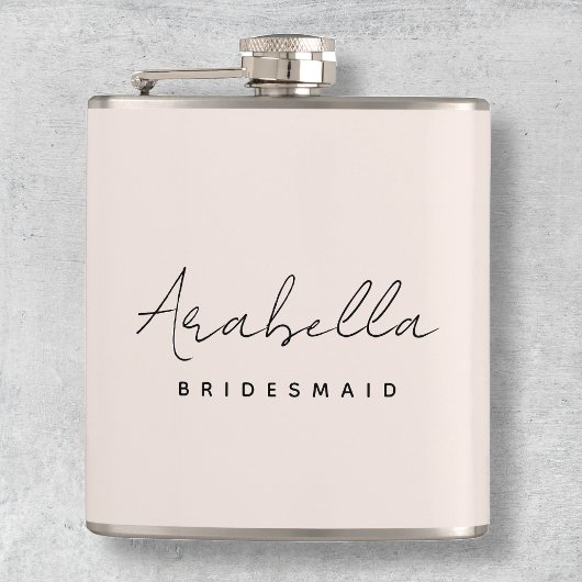 Bridesmaid | Modern minimalistisch script Blush Pi Heupfles
