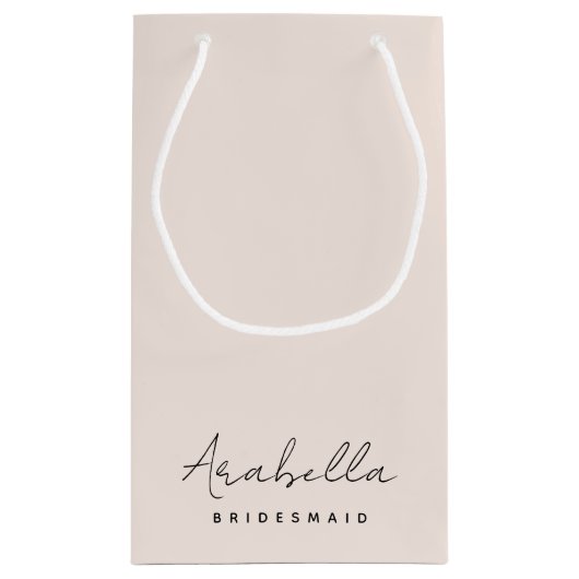 Bridesmaid | Modern minimalistisch script Blush Pi Klein Cadeauzakje (Achterkant)