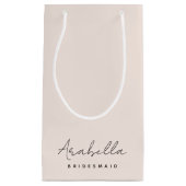Bridesmaid | Modern minimalistisch script Blush Pi Klein Cadeauzakje (Voorkant)
