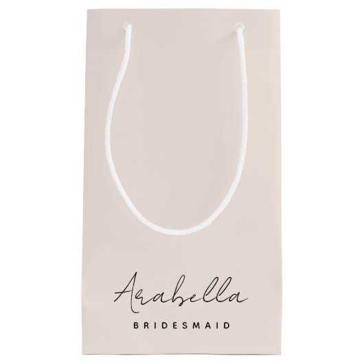 Bridesmaid | Modern minimalistisch script Blush Pi Klein Cadeauzakje (Voorkant)