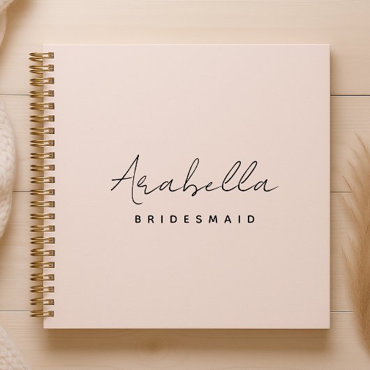 Bridesmaid | Modern minimalistisch script Blush Pi Notitieboek