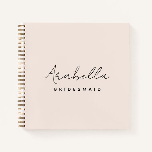 Bridesmaid | Modern minimalistisch script Blush Pi Notitieboek (Voorkant)
