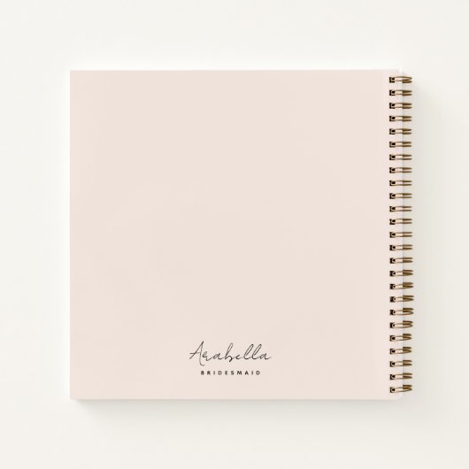 Bridesmaid | Modern minimalistisch script Blush Pi Notitieboek (Achterkant)