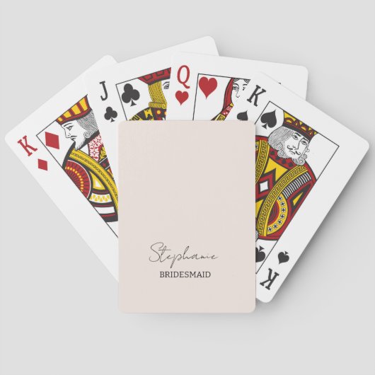 Bridesmaid | Modern minimalistisch script Blush Pi Pokerkaarten (Achterkant)
