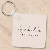 Bridesmaid | Modern minimalistisch script Blush Pi Sleutelhanger