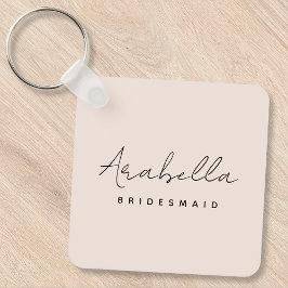 Bridesmaid | Modern minimalistisch script Blush Pi Sleutelhanger