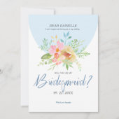 Bridesmaid Modern typografie Fijne bloemen Kaart (Voorkant)