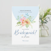 Bridesmaid Modern typografie Fijne bloemen Kaart (Staand voorkant)