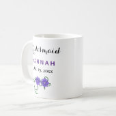 Bridesmaid Modern Typography Paars Floral Wedding Koffiemok (Voorkant links)