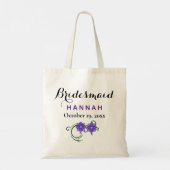 Bridesmaid Modern Typography Paars Floral Wedding Tote Bag (Achterkant)