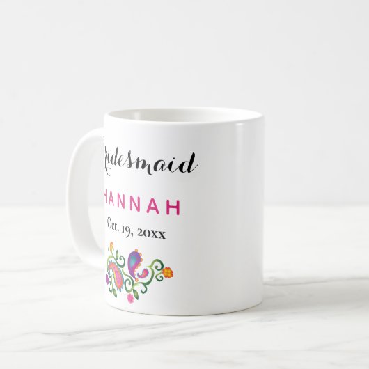 Bridesmaid Modern Typography Script Wedding Koffiemok (Voorkant links)
