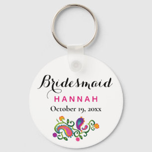 Bridesmaid Modern Typography Script Wedding Sleutelhanger