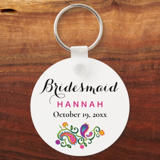 Bridesmaid Modern Typography Script Wedding Sleutelhanger (Voorkant)