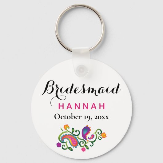 Bridesmaid Modern Typography Script Wedding Sleutelhanger (Achterkant)
