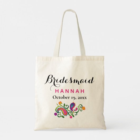 Bridesmaid Modern Typography Script Wedding Tote Bag (Achterkant)