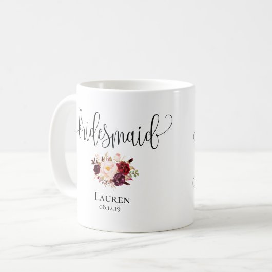 Bridesmaid Mok - Weddenschap Gift,  design (Voorkant links)