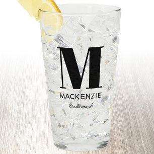 Bridesmaid Monogram Name Glass Glas