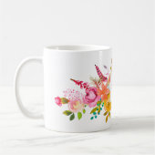 Bridesmaid Monogram Waterverf Boho Pink Flowers Koffiemok (Links)