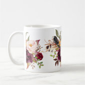 Bridesmaid Monogram Waterverf Flowers Marsala Koffiemok (Links)