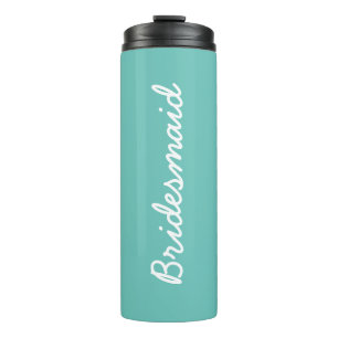 Bridesmaid Monogrammen Weddings Gift Favor Blauwgr Thermosbeker