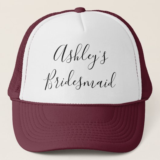 Bridesmaid Name Calligraphy Typography Wedding Trucker Pet (Voorkant)
