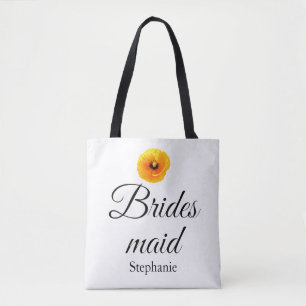 Bridesmaid Name Poppy Floral Abstract Wedding Cool Tote Bag