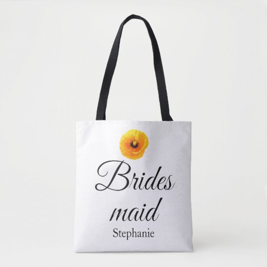Bridesmaid Name Poppy Floral Abstract Wedding Cool Tote Bag (Voorkant)