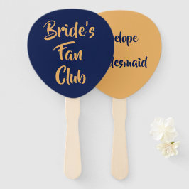 Bridesmaid Name van Navy and Gold Bride's Fan Club Handwaaier