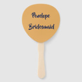 Bridesmaid Name van Navy and Gold Bride's Fan Club Handwaaier (Achterkant)