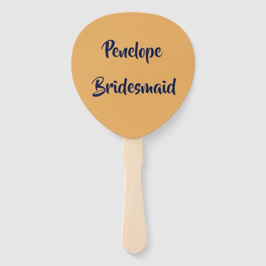 Bridesmaid Name van Navy and Gold Bride's Fan Club Handwaaier (Achterkant)