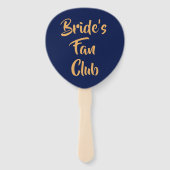 Bridesmaid Name van Navy and Gold Bride's Fan Club Handwaaier (Voorkant)